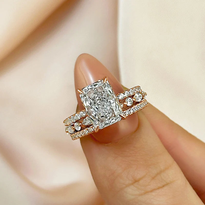 Radiant Cut 3PC Wedding Ring Set
