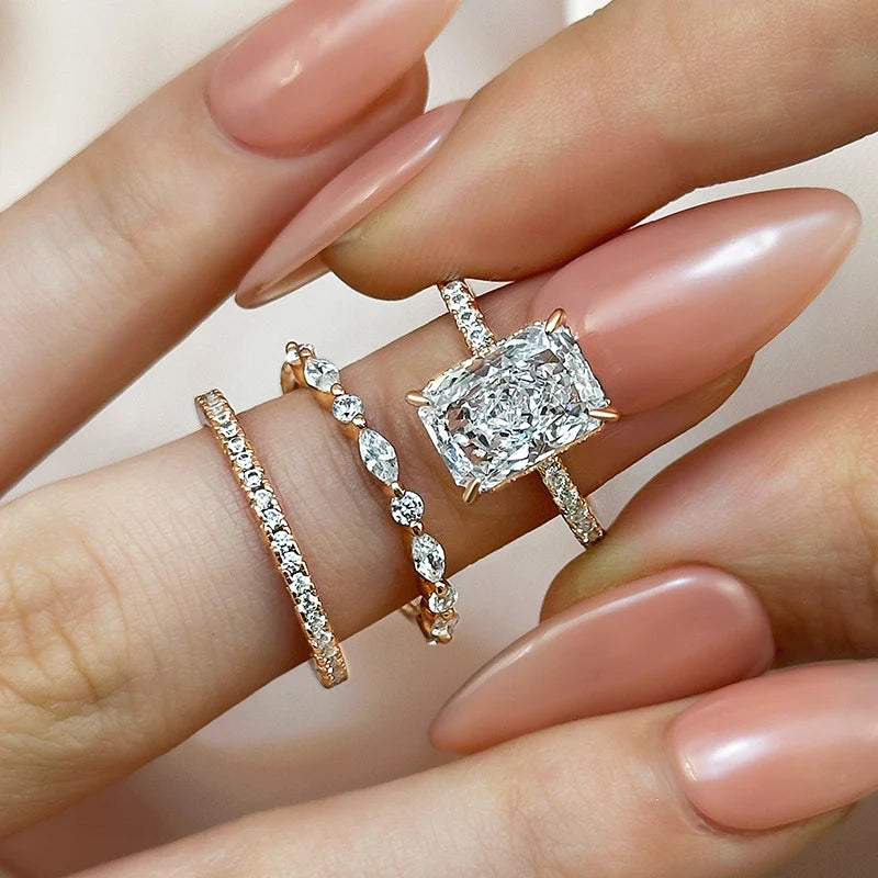 Radiant Cut 3PC Wedding Ring Set