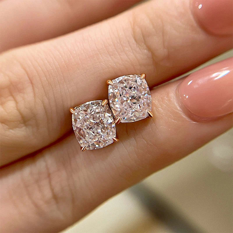 Classic Cushion Cut Women's Stud Earrings