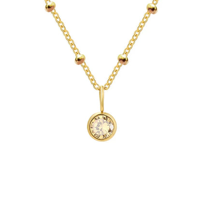 Dainty Birthstone Necklace with Beaded Chain
