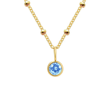 Dainty Birthstone Necklace with Beaded Chain