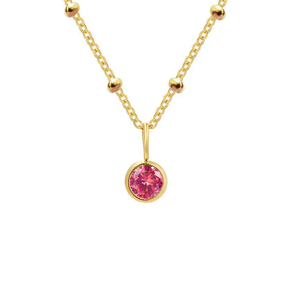 Dainty Birthstone Necklace with Beaded Chain