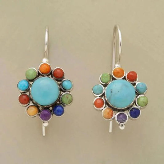 Iris Vintage Turquoise Hoop Earrings