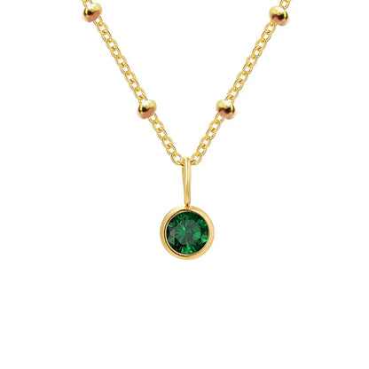 Dainty Birthstone Necklace with Beaded Chain