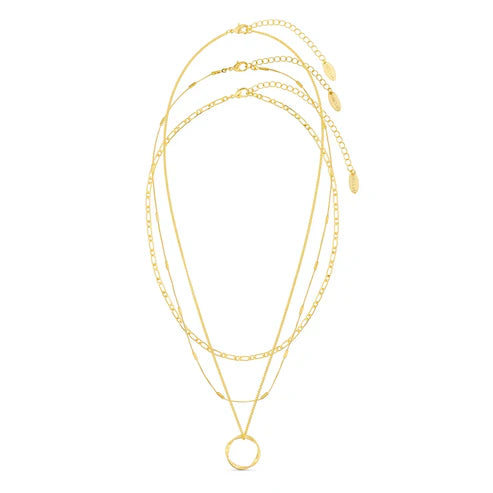 Open Circle Three Row Necklace