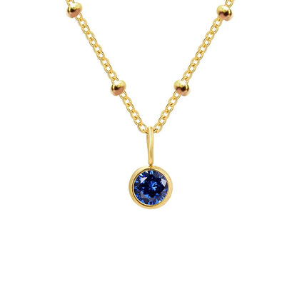Dainty Birthstone Necklace with Beaded Chain