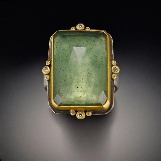 French Retro Square Crystal Ring