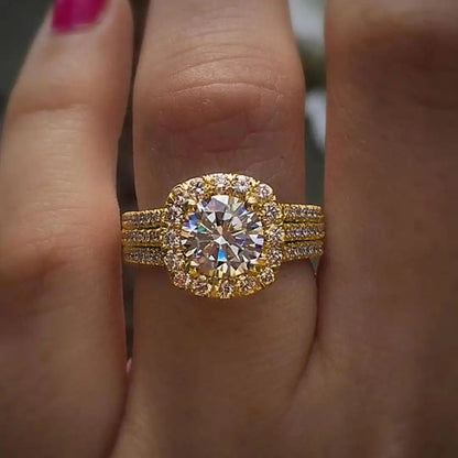 Cushion Halo Pavé Statement Ring