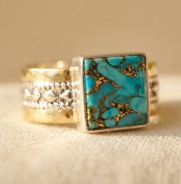 Vintage Turquoise Square Ring