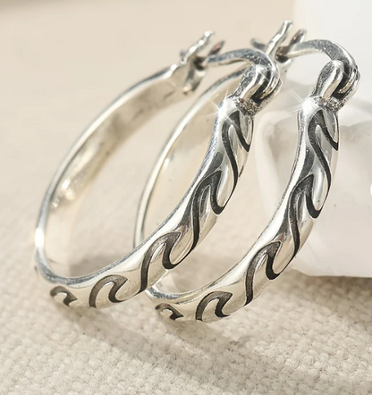 Vintage Textured Boho Hoop Earrings