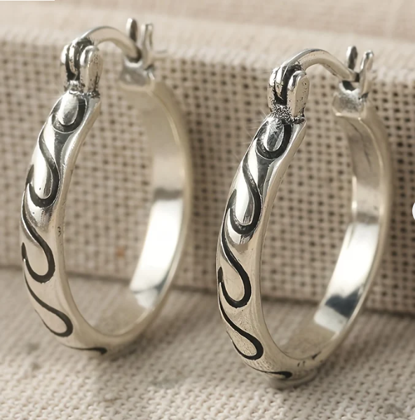 Vintage Textured Boho Hoop Earrings