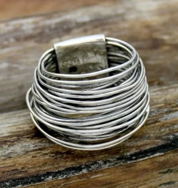 Handmade Silver Design Vintage Wire Wrap Ring