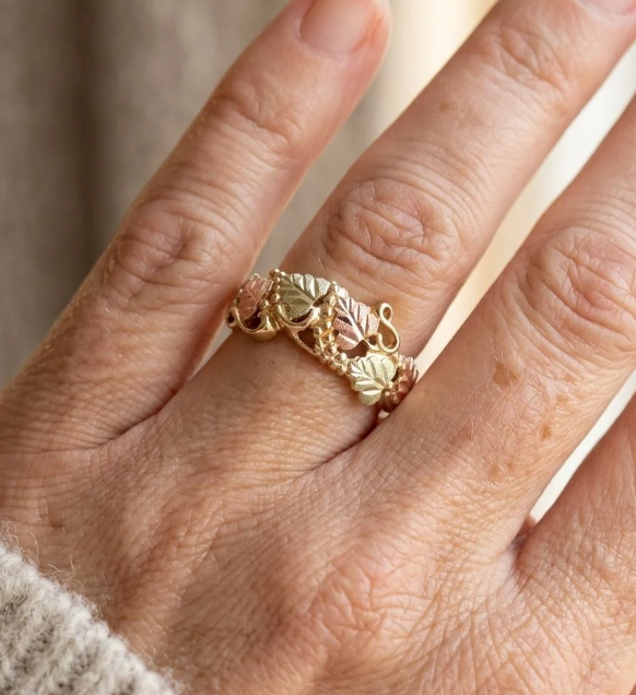 Elegant Vintage Bohemian Copper With Pink Green Ring