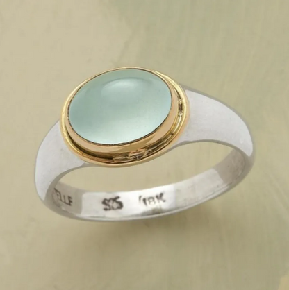 Silver Green Diamond Ring