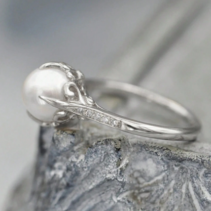 Vintage Pearl & Zirconia Latin Style Gold Plated Ring