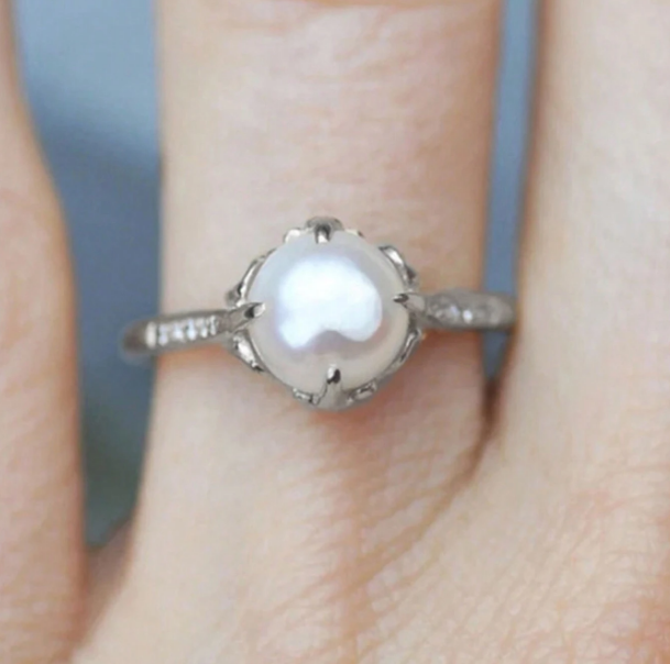Vintage Pearl & Zirconia Latin Style Gold Plated Ring