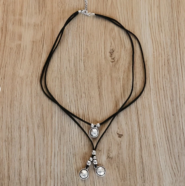 Vintage Zinc Alloy Double Layer Pendant Choker Necklace