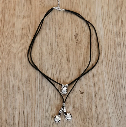 Vintage Zinc Alloy Double Layer Pendant Choker Necklace
