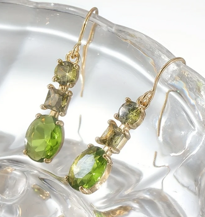 Vintage Bohemian Style Green Zirconia Geometric Earrings
