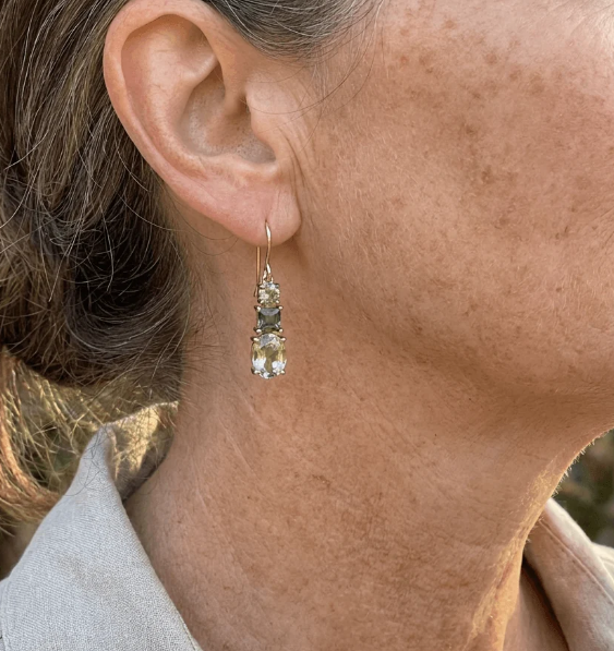 Vintage Bohemian Style Green Zirconia Geometric Earrings