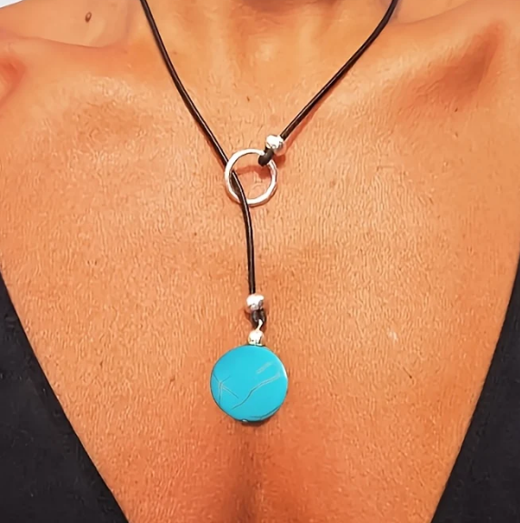 Vintage Style Boho Turquoise Pendant Necklace