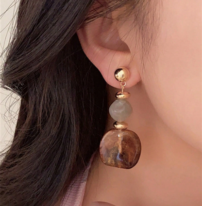 Vintage Asymmetrical Tie Dye Acrylic Long Pendant Earrings