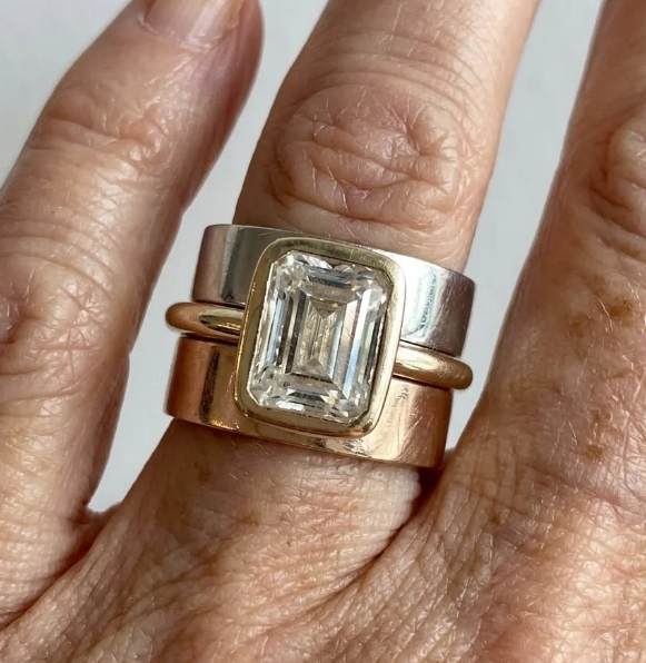 Vintage Crystal Gold & Silver Ring