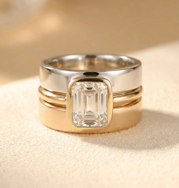 Vintage Crystal Gold & Silver Ring