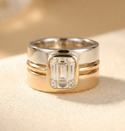 Vintage Crystal Gold & Silver Ring