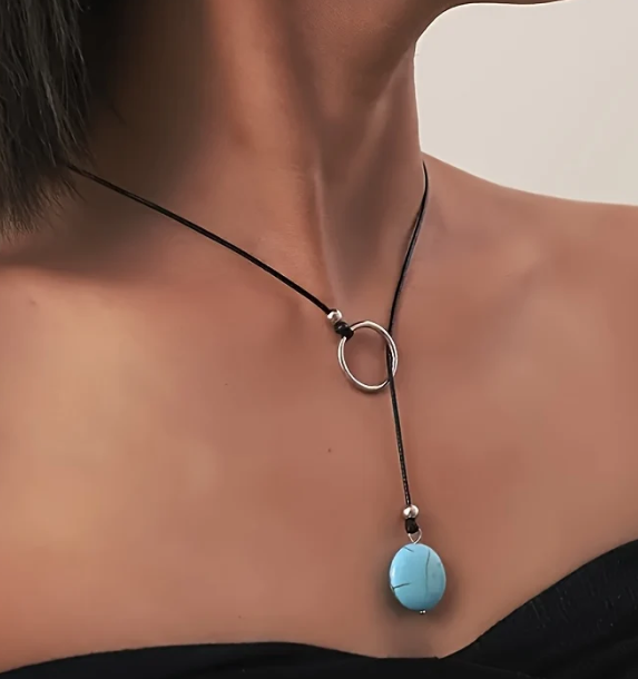 Vintage Style Boho Turquoise Pendant Necklace