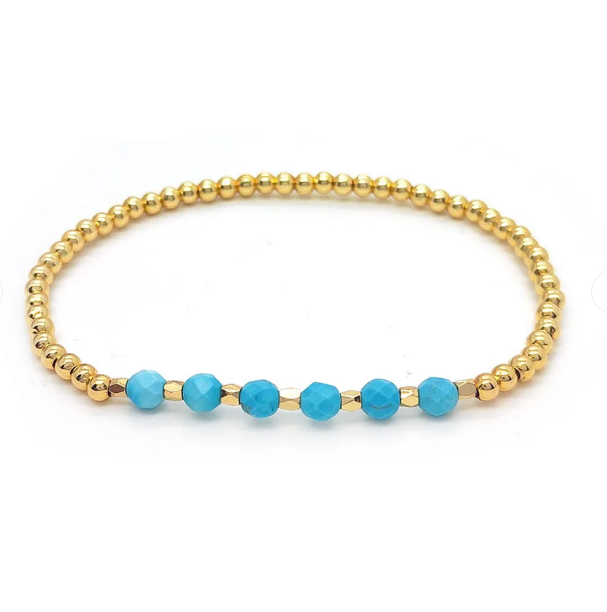Vintage Turquoise Beaded Cross Charm Bracelet