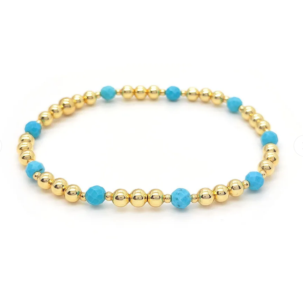 Vintage Turquoise Beaded Cross Charm Bracelet