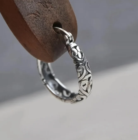 Vintage Irish Celtic Rune Hoop Earrings