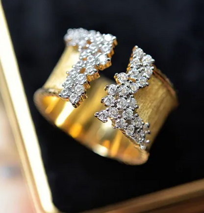 Vintage Gold Plated Cubic Zirconia Wide Ring
