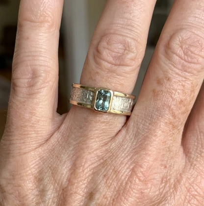 Vintage Green Beryl Gold-Tone Finish Stainless Steel ring