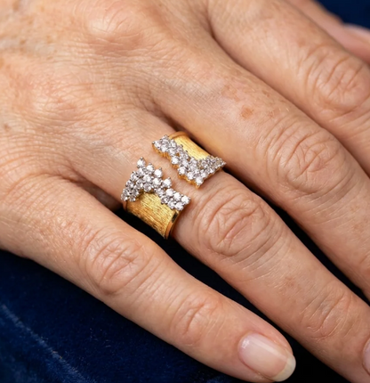 Vintage Gold Plated Cubic Zirconia Wide Ring