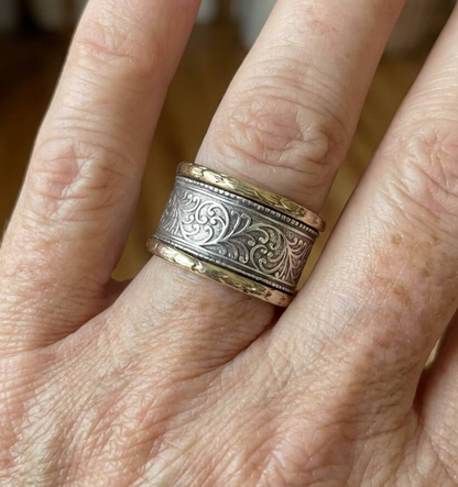 Vintage Bohemian Two Tone Golden & Silver Ring
