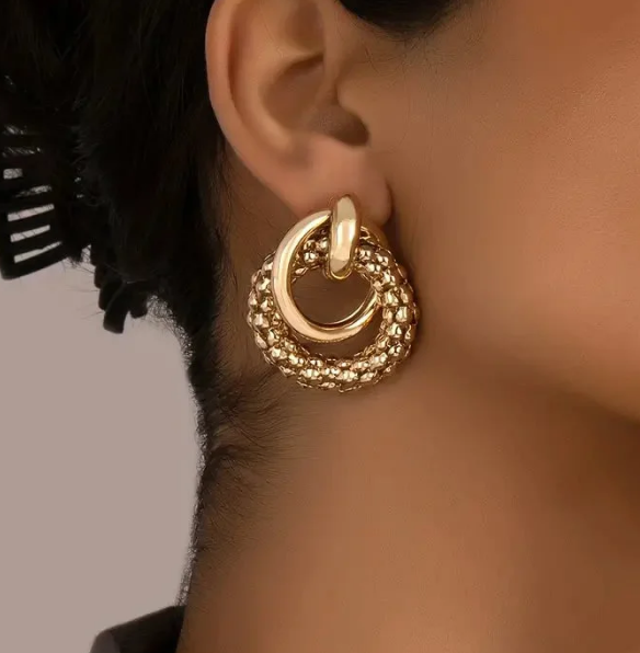 Vintage Thick Golden Hoop Earrings