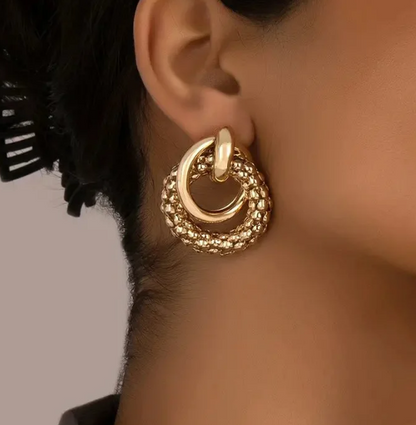 Vintage Thick Golden Hoop Earrings