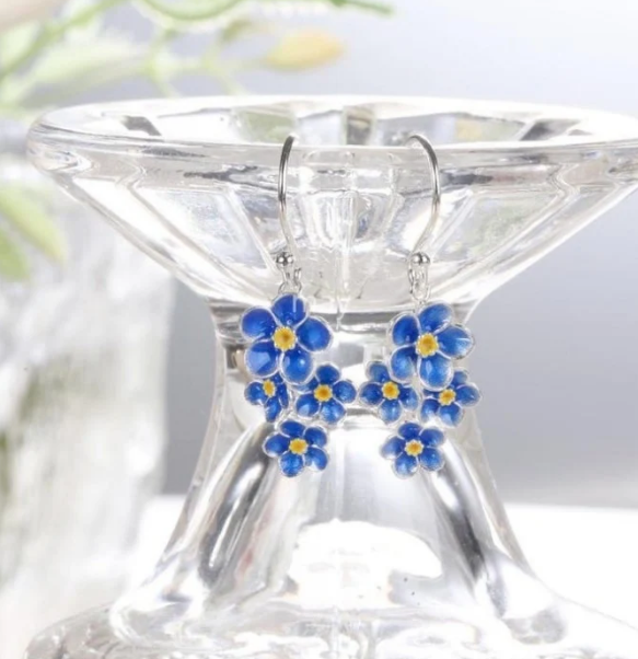 Vintage Bohemian Blue Enamel Dangle Earrings
