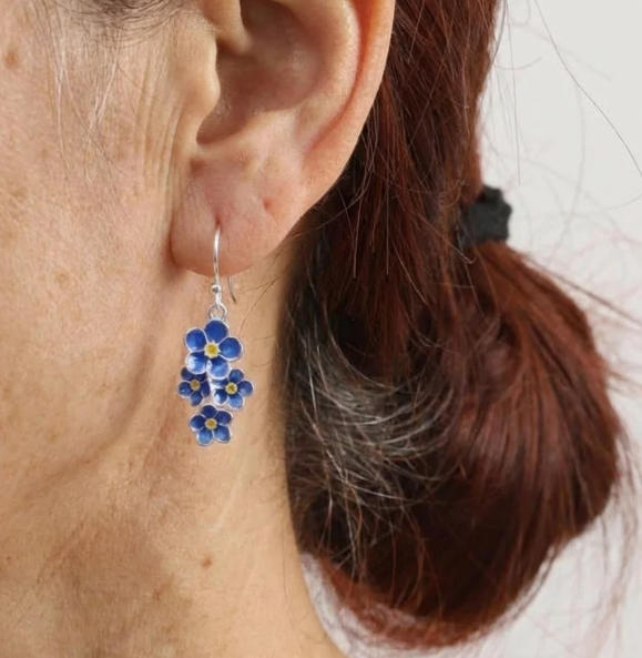 Vintage Bohemian Blue Enamel Dangle Earrings