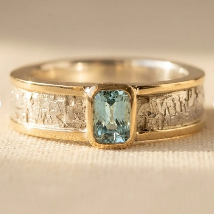 Vintage Green Beryl Gold-Tone Finish Stainless Steel ring