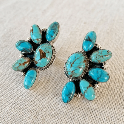 Bohemian Style Vintage Flowers Turquoise Earrings