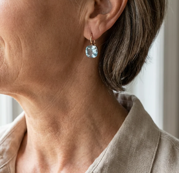 Vintage Elegant Blue Inlaid Zirconia Earrings