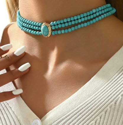 Elegant Vintage Turquoise Beaded Necklace
