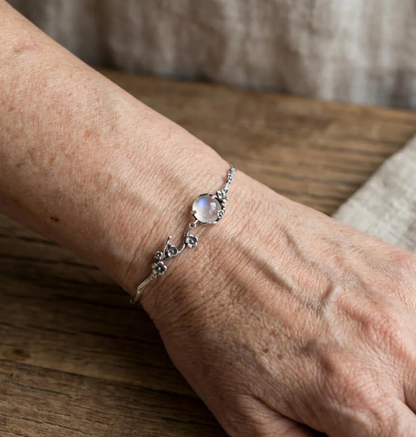 Vintage Silver Plated Floral Branch Bracelet