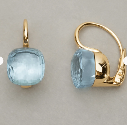 Vintage Elegant Blue Inlaid Zirconia Earrings