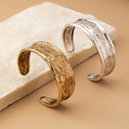 Vintage Minimalist Gold Plated Wide Cuff Bracelet