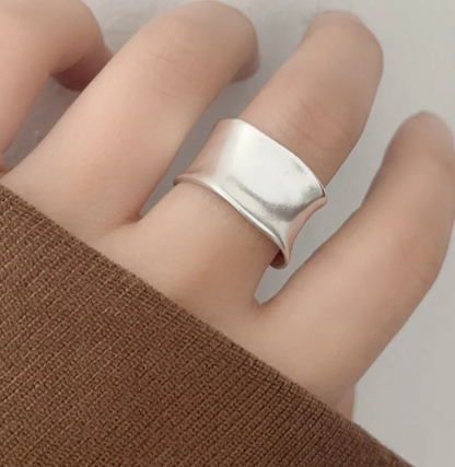 Vintage Gold and Silver Adjustable Wide Flat Ring