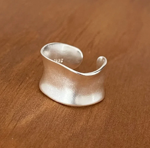 Vintage Gold and Silver Adjustable Wide Flat Ring